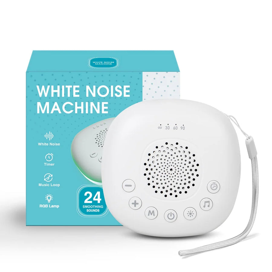 Deep Sleep white noise and night light machine on a nightstand